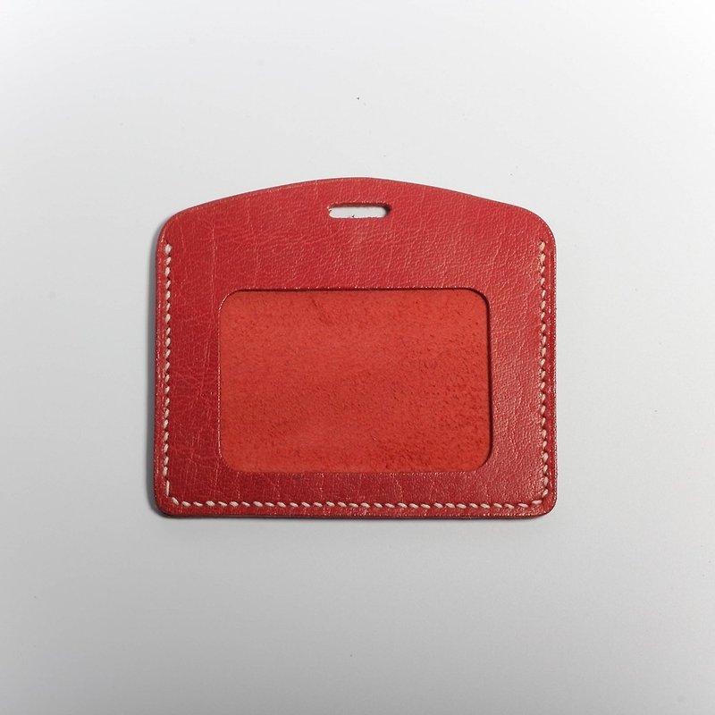 Egawa [Hands] documents folder, travel card sets (carmine horizontal) pure hand-stitched leather - ที่ใส่บัตรคล้องคอ - หนังแท้ สีนำ้ตาล