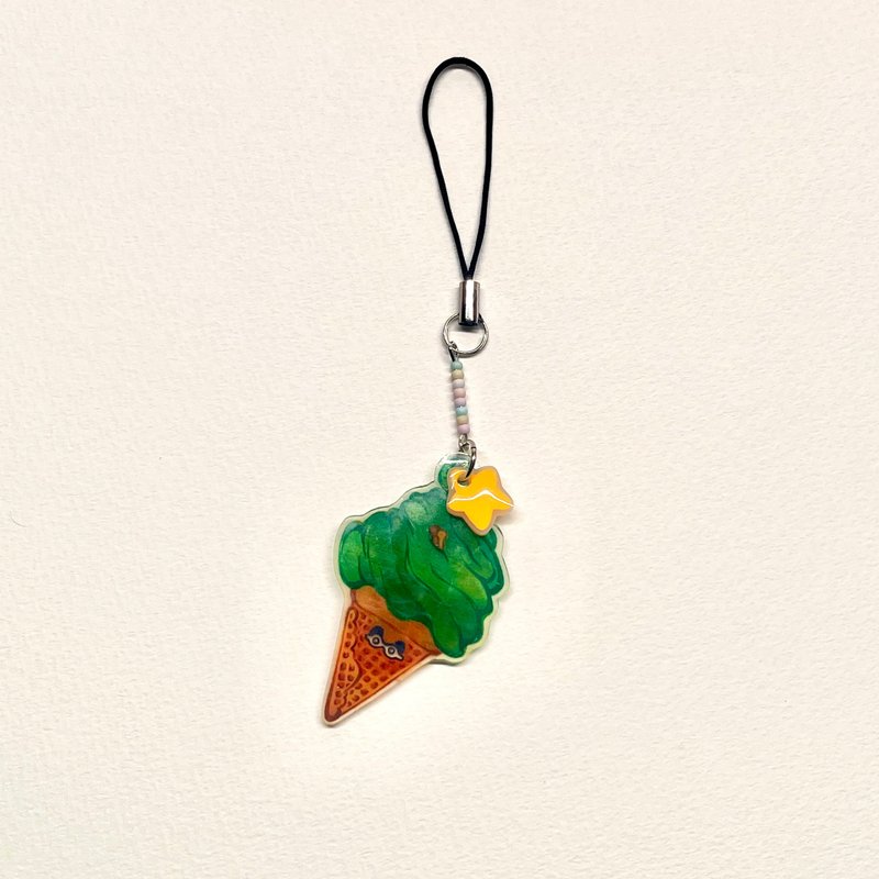 Chamili Ice Cream Series Wool Matcha Granny-Handmade Hand-painted Pendant - พวงกุญแจ - พลาสติก สีเขียว