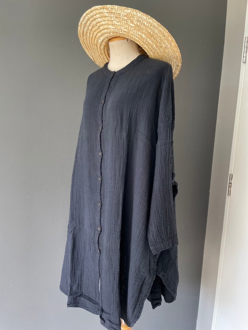 Long coats Mandarin Collars Size F Cotton Texture - 女毛衣/針織衫 - 棉．麻 多色