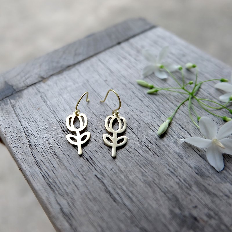Petite Tulip brass earrings - Earrings & Clip-ons - Copper & Brass Gold