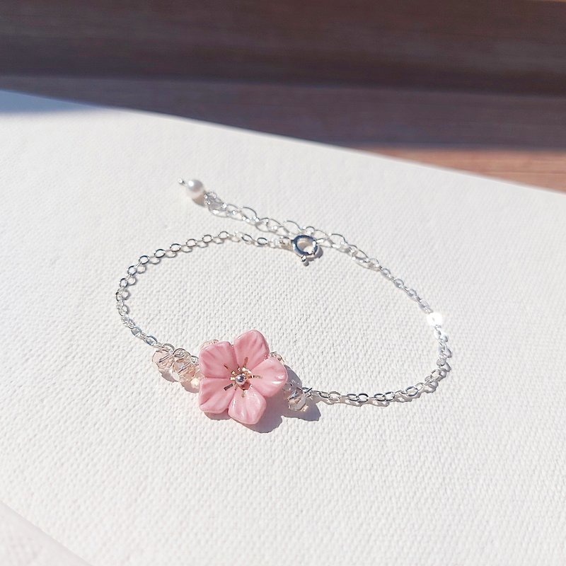 Azalea Flower Bracelet • Dewdrop //Silver 925 - Bracelets - Porcelain Pink