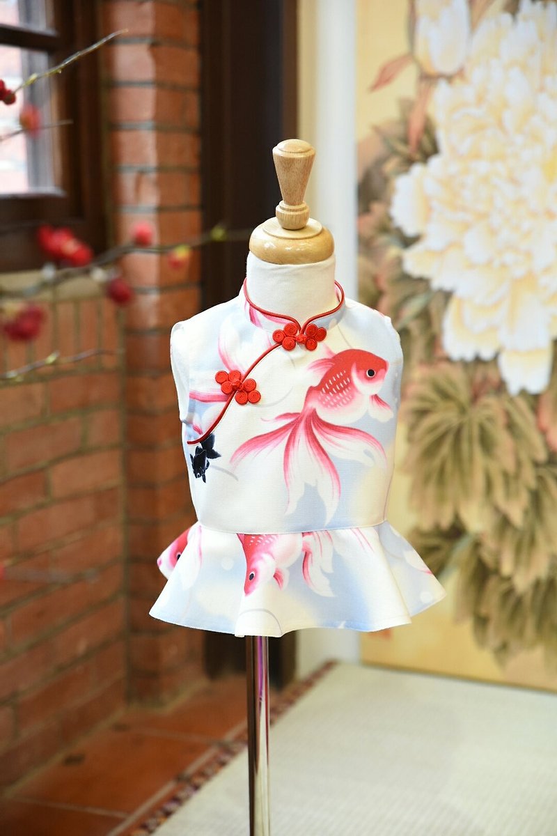 Little goldfish hand-made improved cheongsam top - เสื้อยืด - ผ้าฝ้าย/ผ้าลินิน สึชมพู