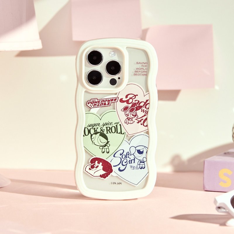 Powerpuff Girls Retro Heart Sticker Cloud Bobo MagSafe iPhone Case - เคส/ซองมือถือ - พลาสติก สีใส