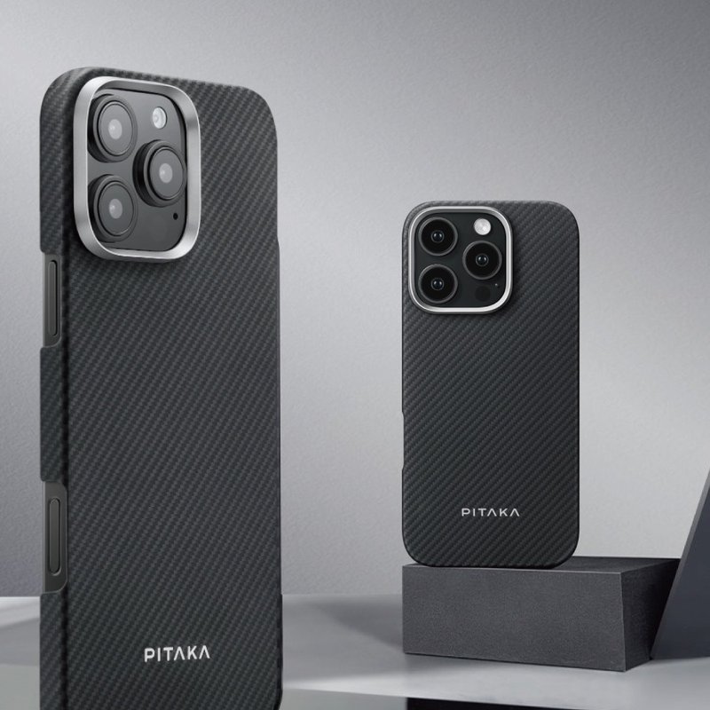 PITAKA | iPhone16 Case6 アラミド繊維 マグネットケース クラシックブラック - スマホケース・カバー - その他の化学繊維 ブラック