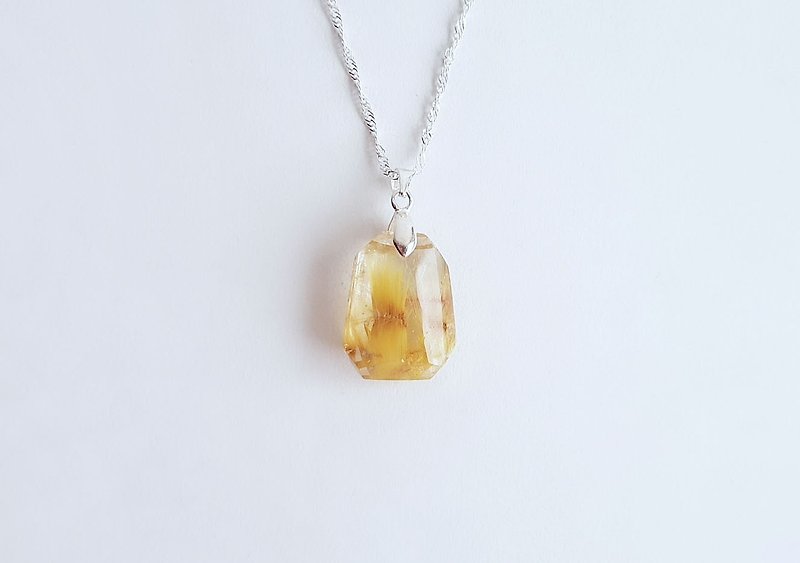 Gemstone Yellow Rose Natural Ore Yellow Crystal 925 Sterling Silver Necklace - Necklaces - Gemstone Yellow