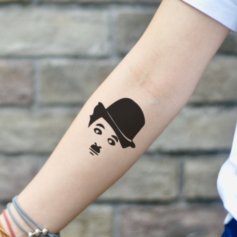 Charlie Chaplin Temporary Tattoo Sticker (Set of 2) - OhMyTat - Temporary Tattoos - Paper Black