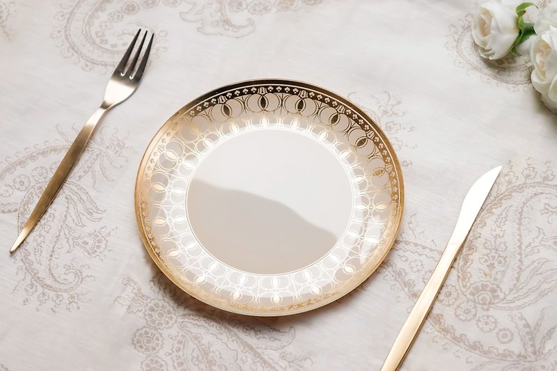 The first choice for Mother’s Day gifts [Moonlight Glass Disc Family Set] Dinner Plate │ Wedding Banquet │ Dessert Plate - Plates & Trays - Glass Orange