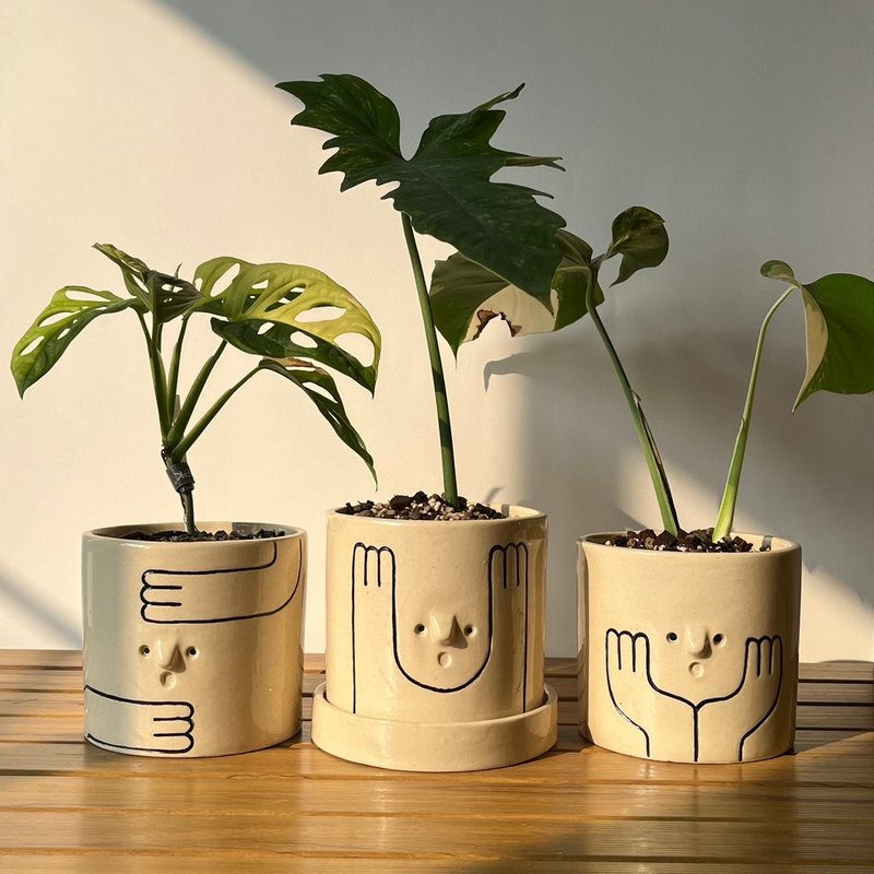 Ceramic plant pot with saucer, size 5 inches, PP-05 - 植栽/盆栽 - 陶 