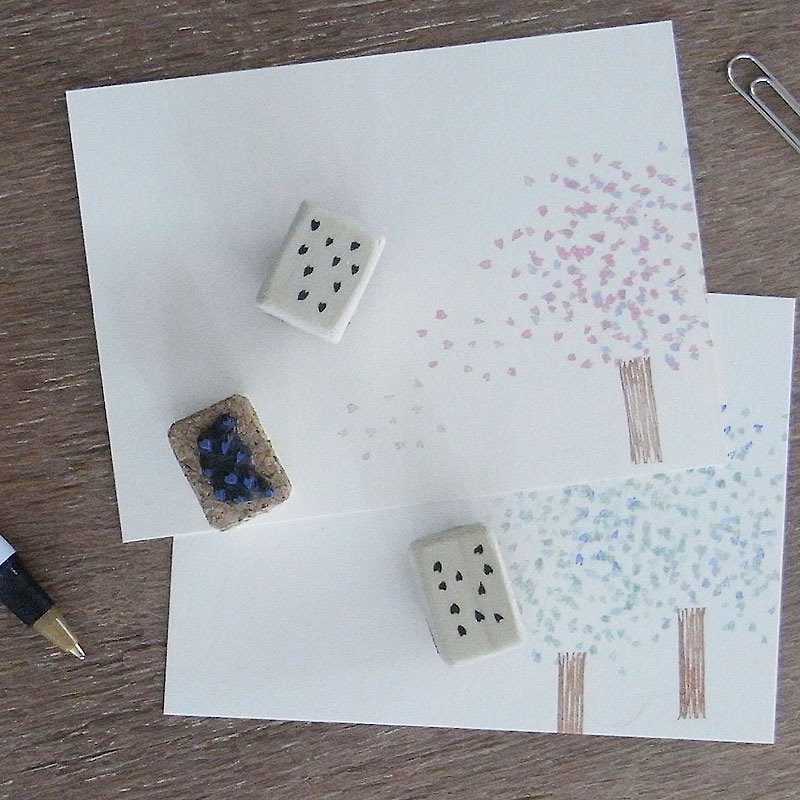 Handmade rubber stamp "Leaves or heart" - ตราปั๊ม/สแตมป์/หมึก - ยาง สีนำ้ตาล
