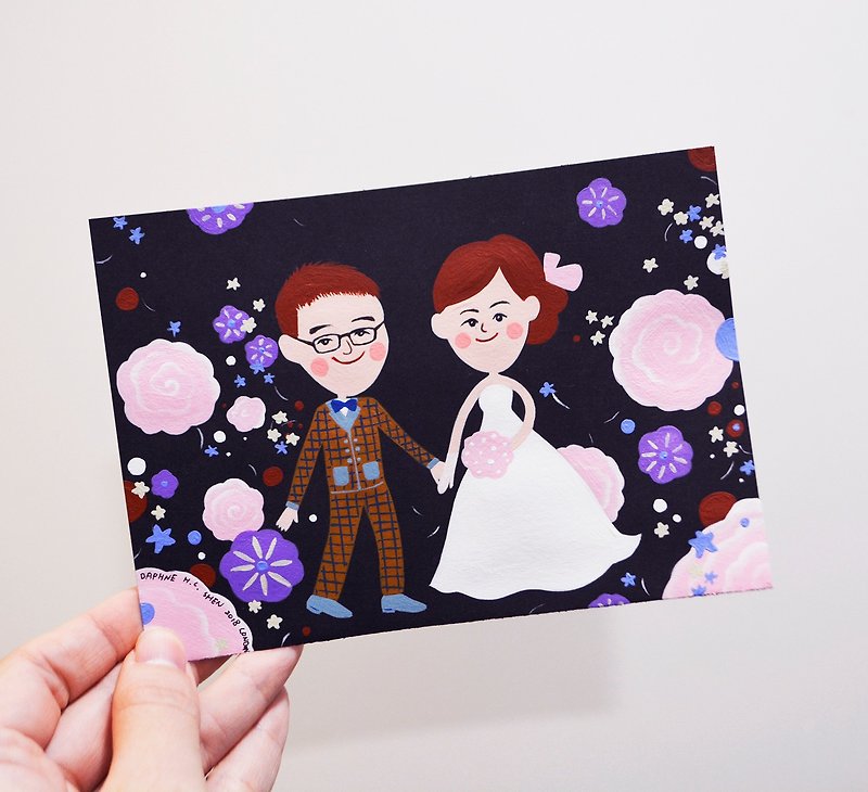 Cute and warm style customized couple portrait-2 people birthday/Valentine's day/bride/wedding/new couple - ภาพวาดบุคคล - กระดาษ สึชมพู