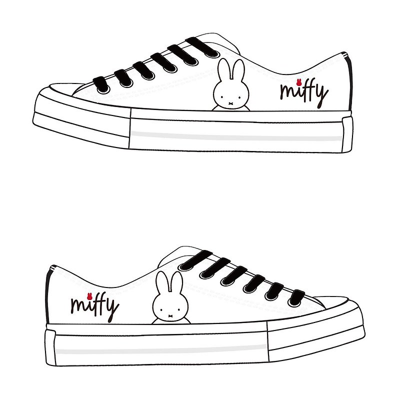 MIFFY Authorization - Low Canvas Shoes Simple Miffy (White) - รองเท้าลำลองผู้หญิง - ผ้าฝ้าย/ผ้าลินิน ขาว