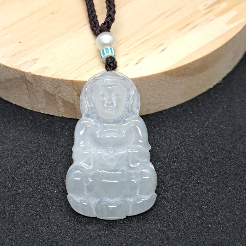 Ice Jade Guanyin Bodhisattva Necklace | Natural Burmese Jade A-grade | Gift - Necklaces - Jade Transparent