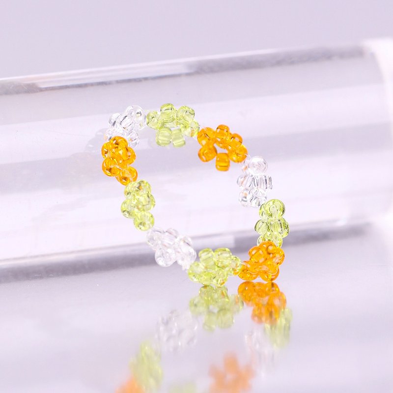 Star Sugar Corolla Beaded Ring - General Rings - Glass Multicolor