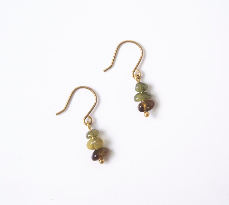 Find it / Prochlorococcus - Bronze olive Stone earrings - Earrings & Clip-ons - Semi-Precious Stones Green