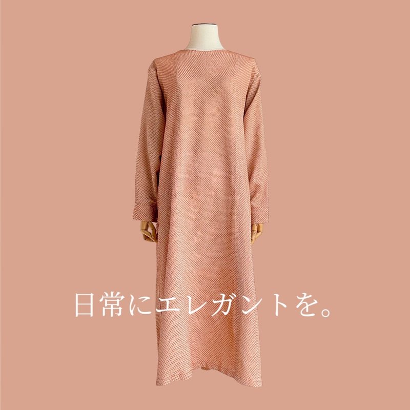 Pinkoi Proxy Purchase - シンプル　ワンピース【送料込み】着物リメイク　オレンジ - 洋裝/連身裙 - 棉．麻 橘色
