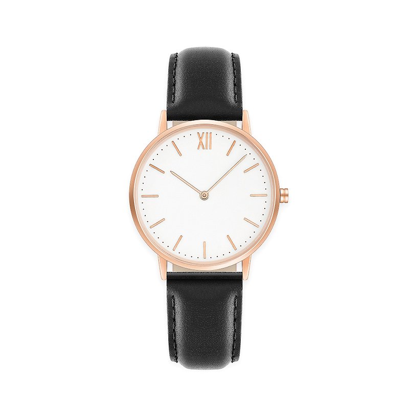 Signature 36 Rose Gold – Black Leather - Women's Watches - Genuine Leather 