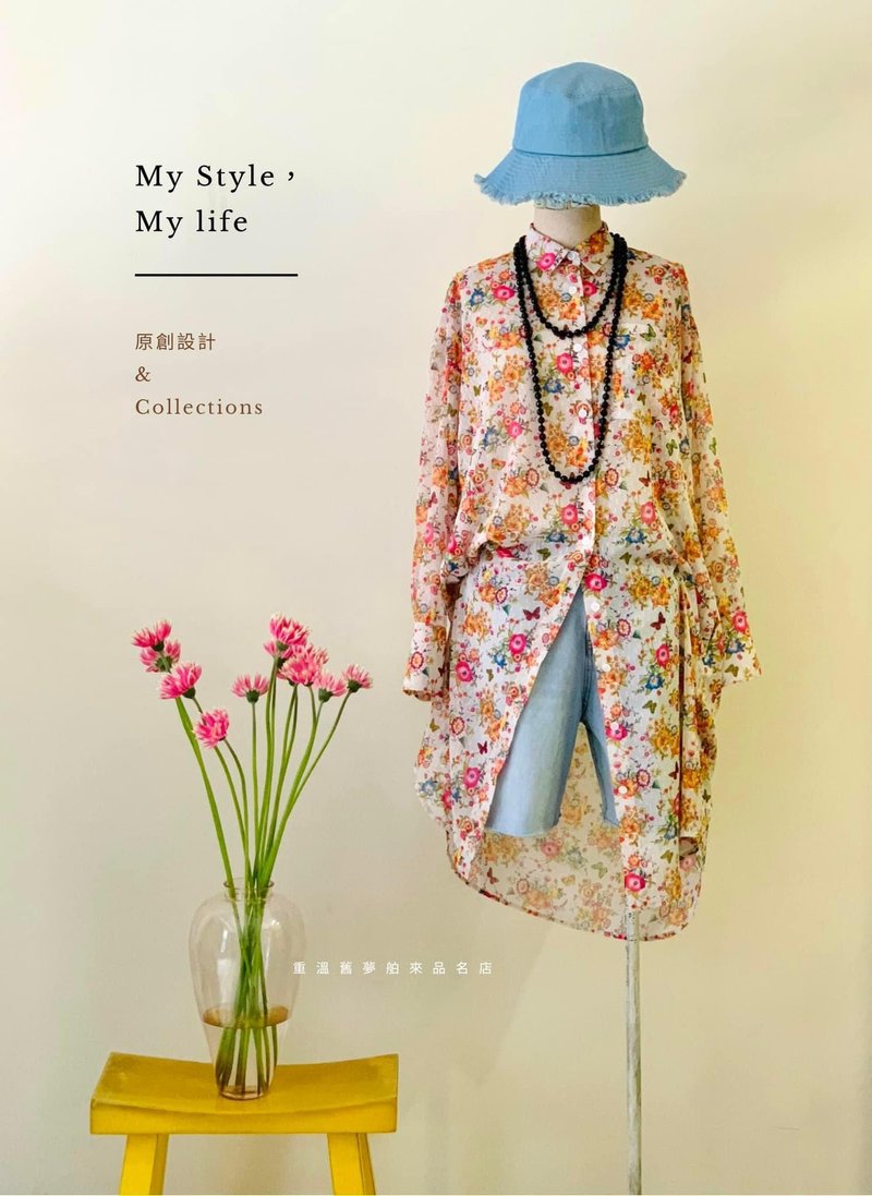 【MIZIHANA職人手作】法式提花長版襯衫 - 女襯衫 - 絲．絹 多色