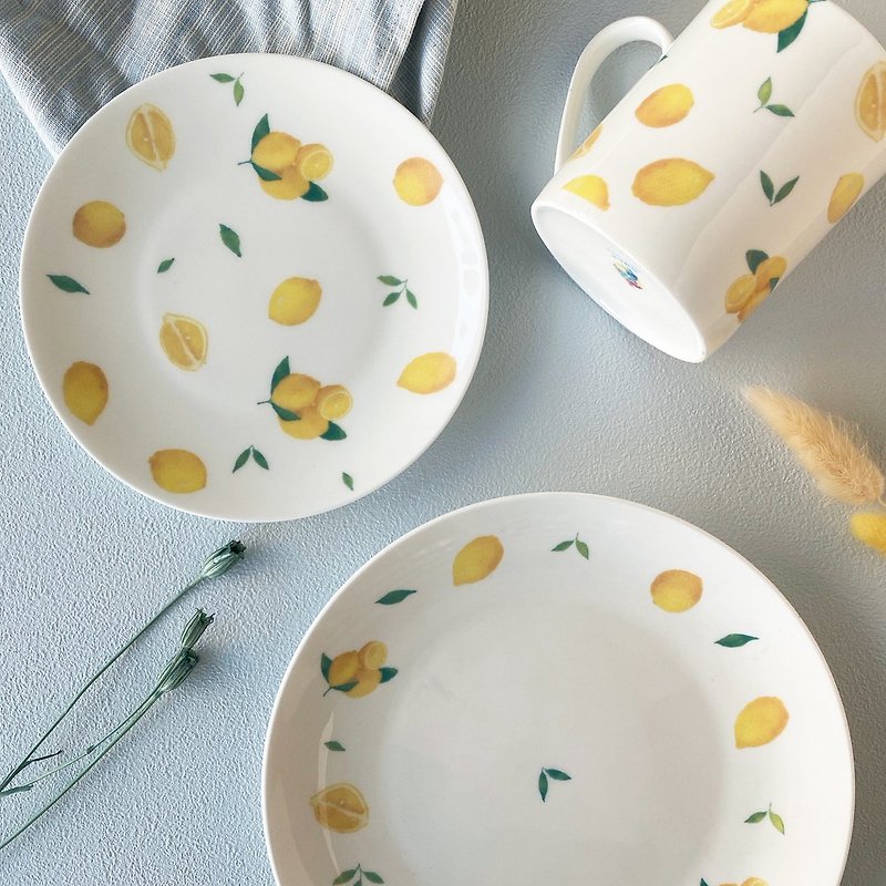 清新檸檬3入套組 - 盤子/餐盤/盤架 - 瓷 白色