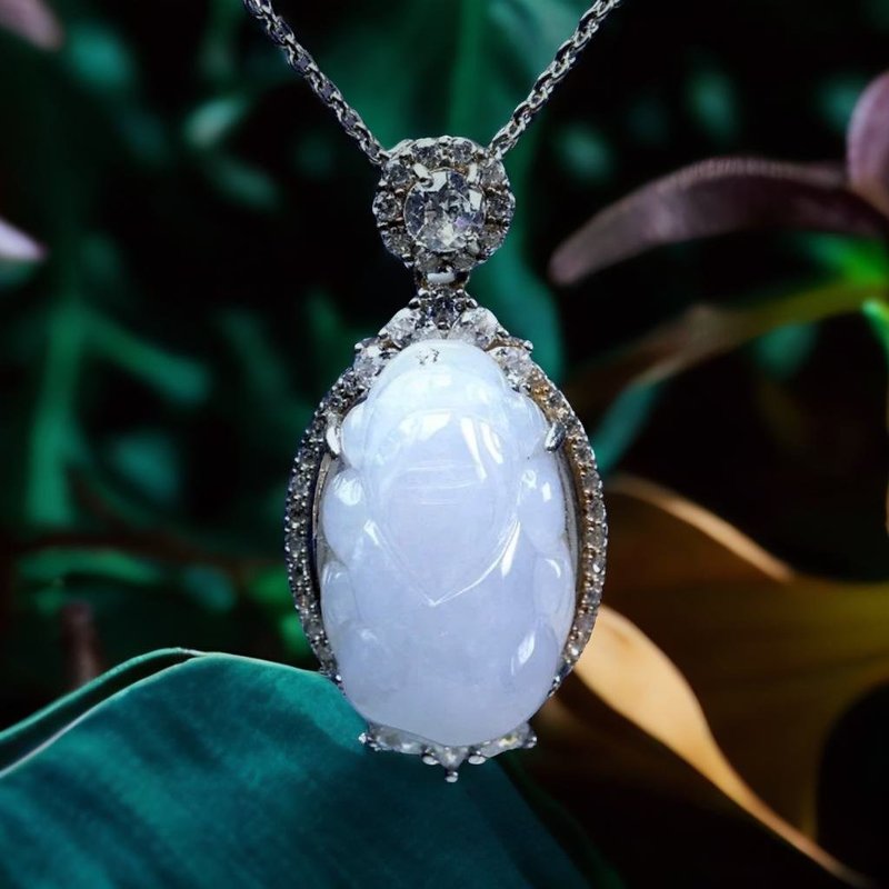 【招財神獸】紫羅蘭翡翠貔貅項鍊925銀 | 天然緬甸翡翠A貨 | 送禮 - 項鍊 - 玉石 紫色