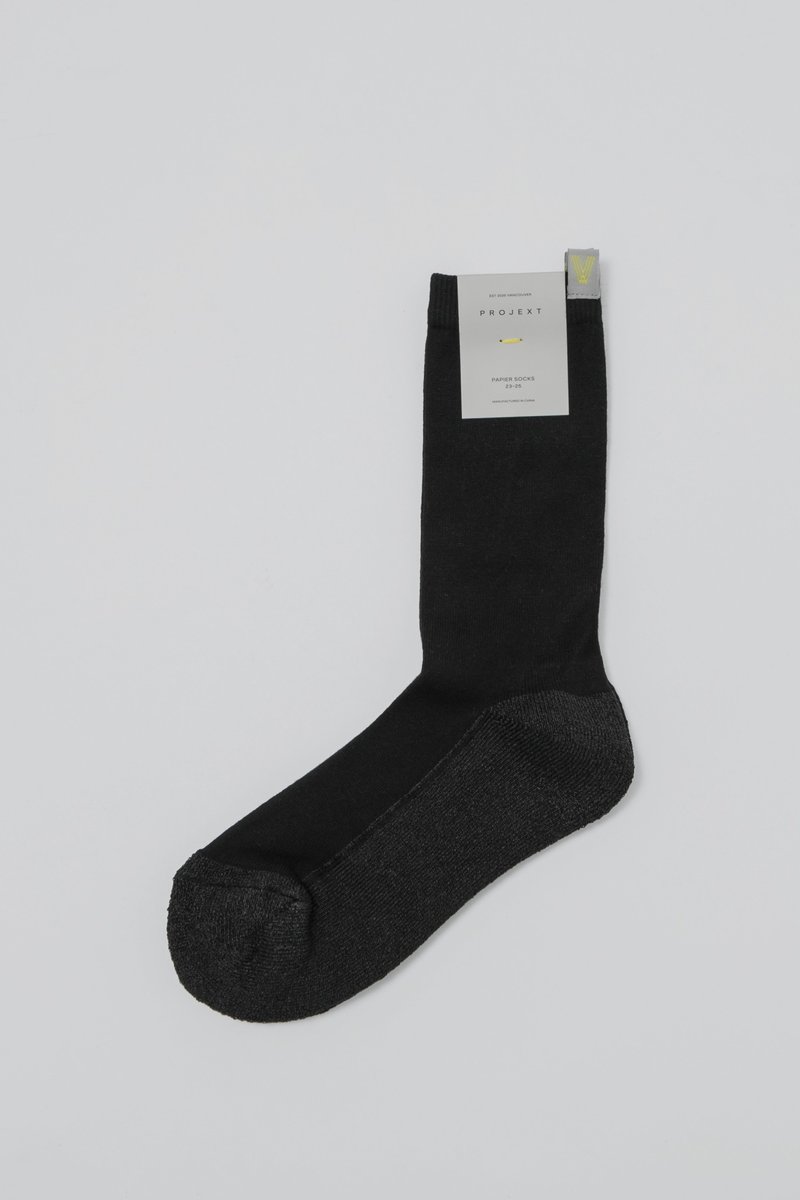 防臭抑菌、透氣舒適 休閒和紙襪 黑色 Papier Crew Socks Black - 襪子 - 棉．麻 黑色