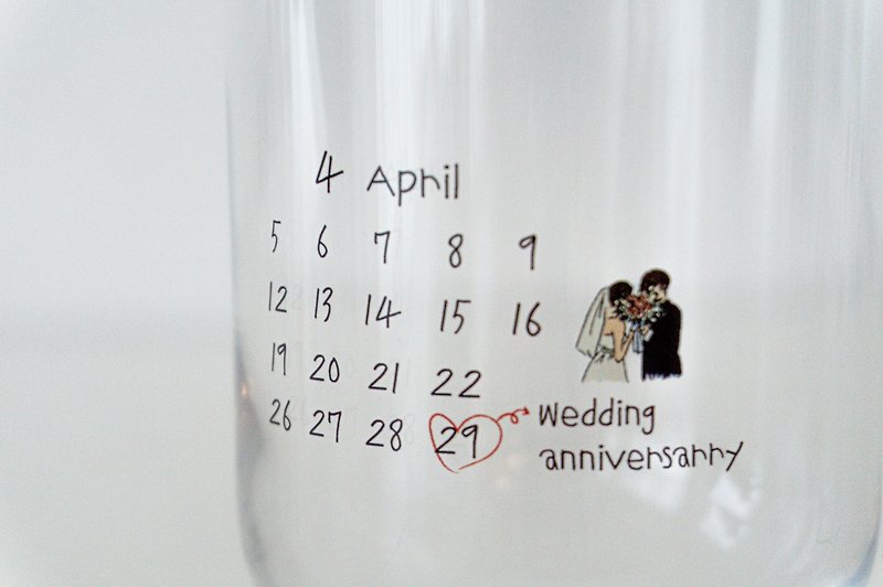 Memory Goblet with Anniversary Calendar - 280ml - Pottery & Ceramics - Glass Transparent