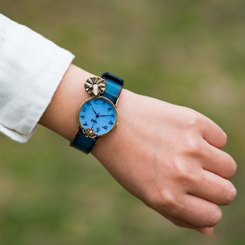 蓮、きれいね腕時計Mパステルブルー 江戸文字 - 腕時計 - 金属 ブルー