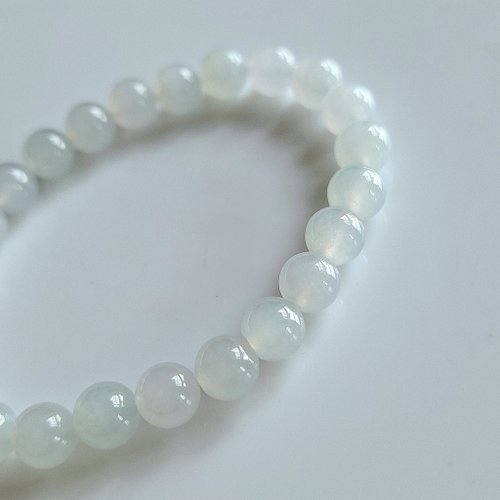 翡翠百貨 jade store 7.6mm緬甸翡翠白月光手串珠串 | 天然緬甸翡翠玉器