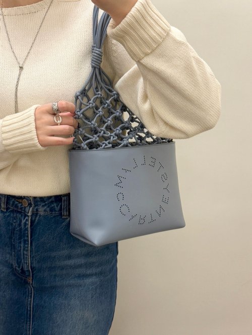 林記中古 Lams Vintage | 日本中古選品 中古Stella McCartney 霧藍faux皮革編織單肩 托特包