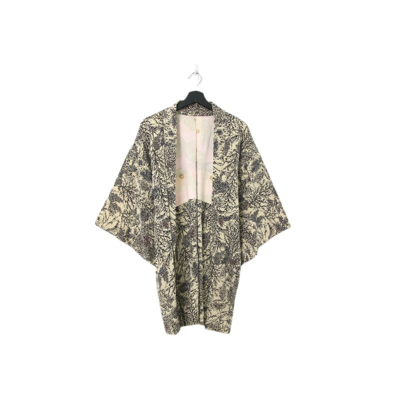 Back to Green-日本帶回羽織 枝葉果實 kb-83/vintage kimono - 女大衣/外套 - 絲．絹 