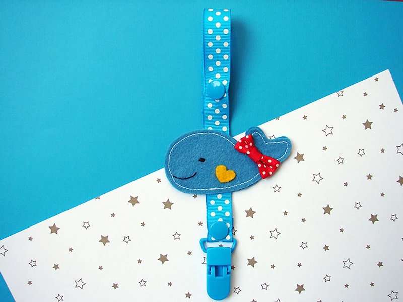 Cheerful baby pacifier chain pacifier clip anti-dropping chain can be changed to vanilla pacifier using whale - Baby Bottles & Pacifiers - Other Man-Made Fibers Blue