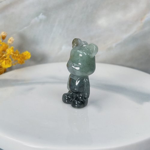 瓔珞珠寶盒 E.L.Jewelry Box 【熊熊玉見你】綠飄花翡翠可愛小熊吊飾|天然緬甸玉翡翠A貨|送禮