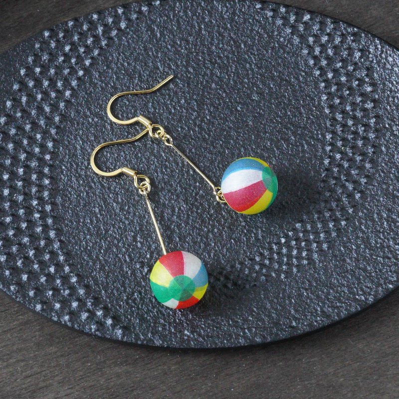 Japanese mini paper balloon earrings - ต่างหู - กระดาษ หลากหลายสี