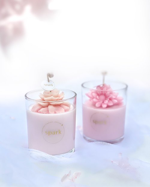 Spark Candles HK 康乃馨 / 小野菊蠟燭杯 | 手工香氛花花蠟燭
