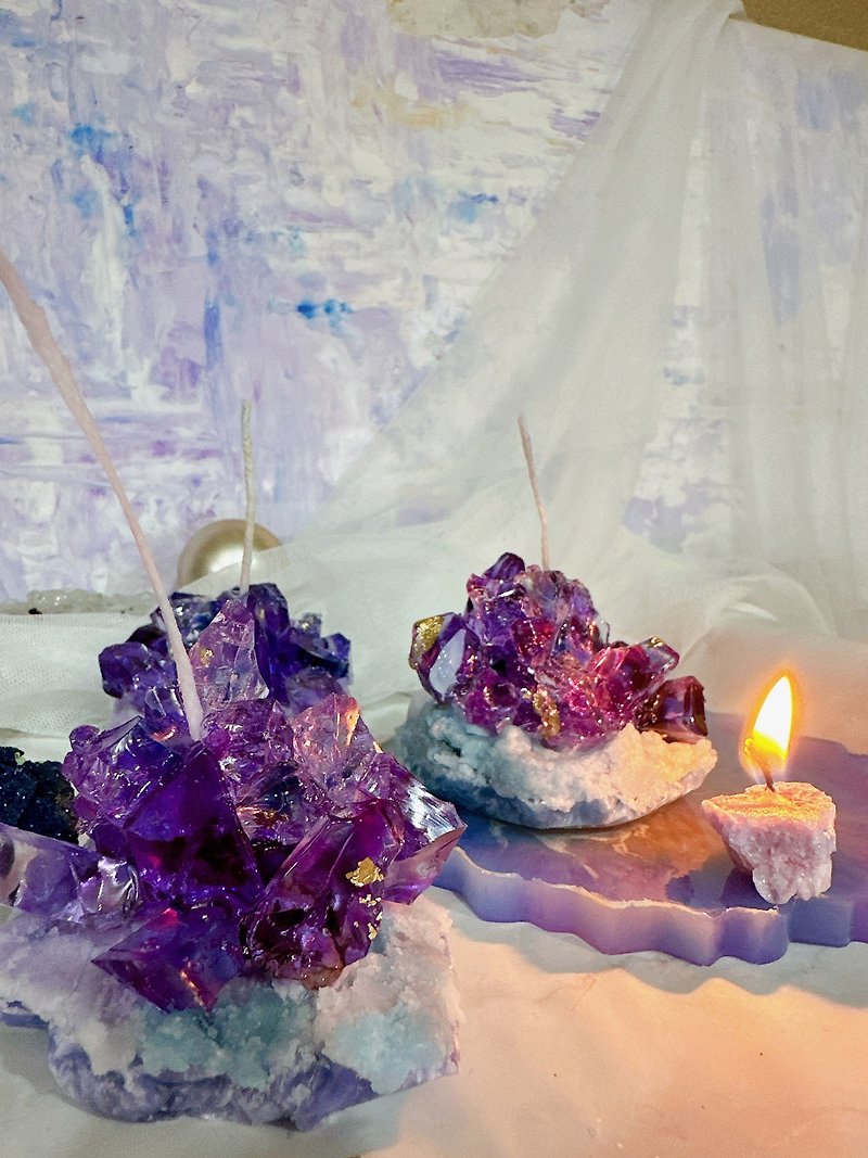 Mü.LAB simulated mineral candle/ Stone candle/symbiotic mineral candle/amethyst candle - Fragrances - Wax Purple