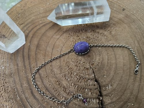 zen crystal jewelry 礦石設計 天然紫龍晶 925銀手鏈