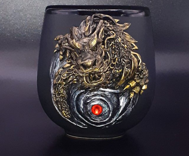 ポリマークレイドラゴンマグカップ、手作りファンタジー