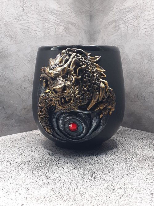 ドラゴン模様の陶器カップ ドラゴン模様の陶器カップ ドラゴン模様の陶器カップ