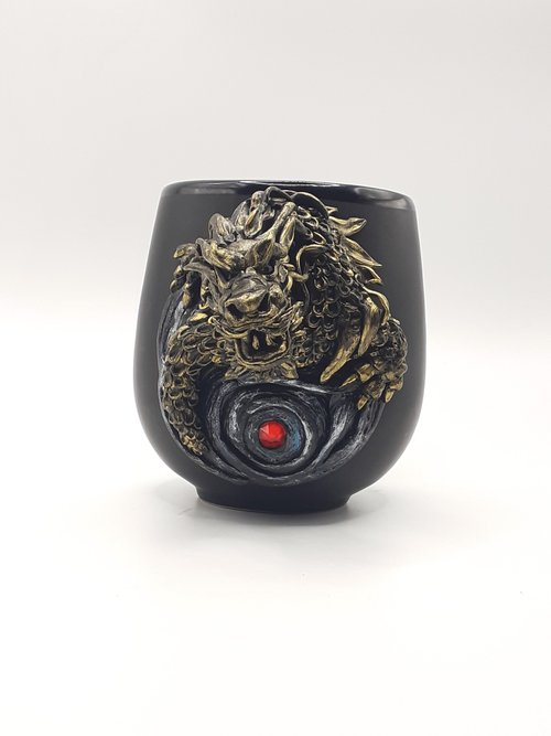 ポリマークレイドラゴンマグカップ、手作りファンタジー