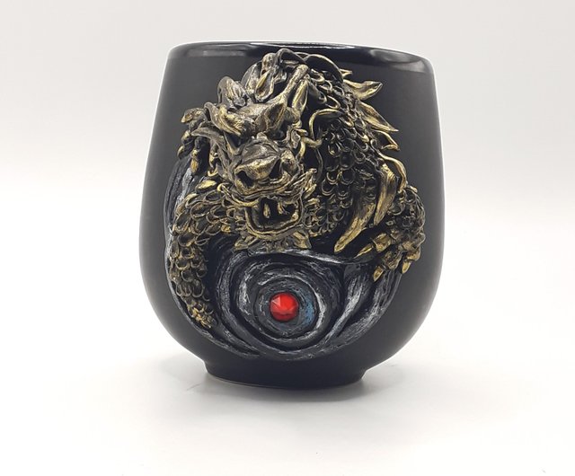 ポリマークレイドラゴンマグカップ、手作りファンタジー