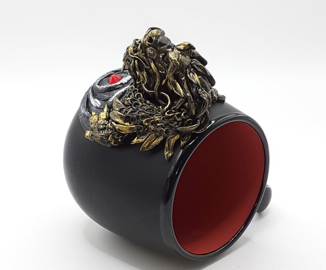 ポリマークレイドラゴンマグカップ、手作りファンタジー