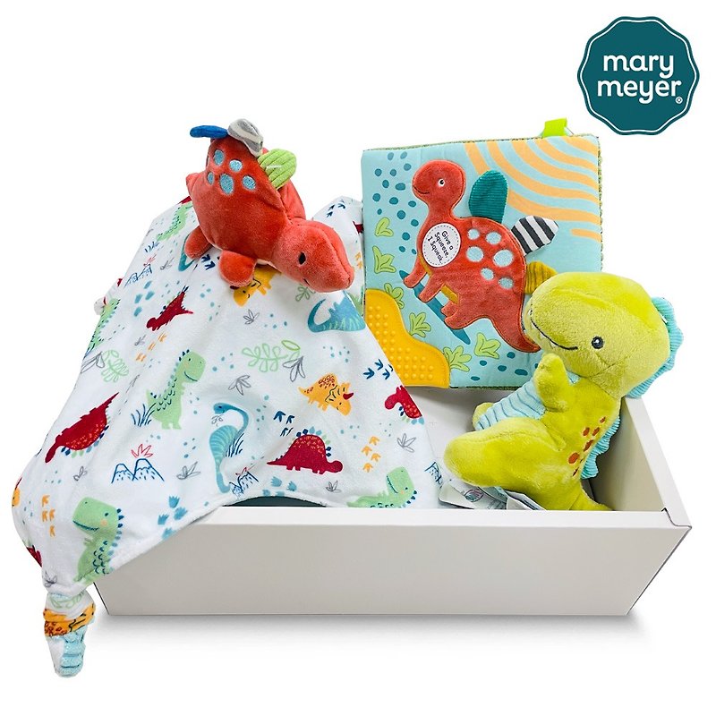 Fast shipping [MaryMeyer] Dinosaur Collection Gift Box A (hand rattle, sand paper, comfort towel) - Baby Gift Sets - Cotton & Hemp Multicolor