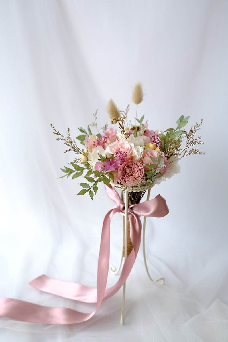 [Dancing joy] pink / white / immortal flower / no withered flowers / bouquet / dry flowers / wedding / bouquet - เข็มกลัด/ข้อมือดอกไม้ - พืช/ดอกไม้ สึชมพู