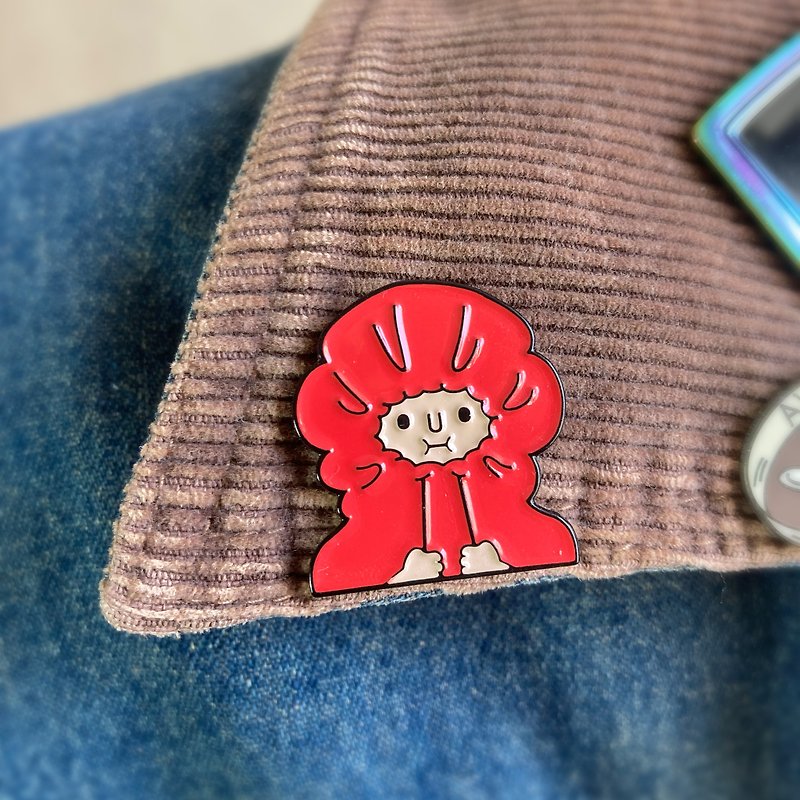 pins of ooo - 感覺安全 琺瑯別針 - 胸針 - 銅/黃銅 紅色