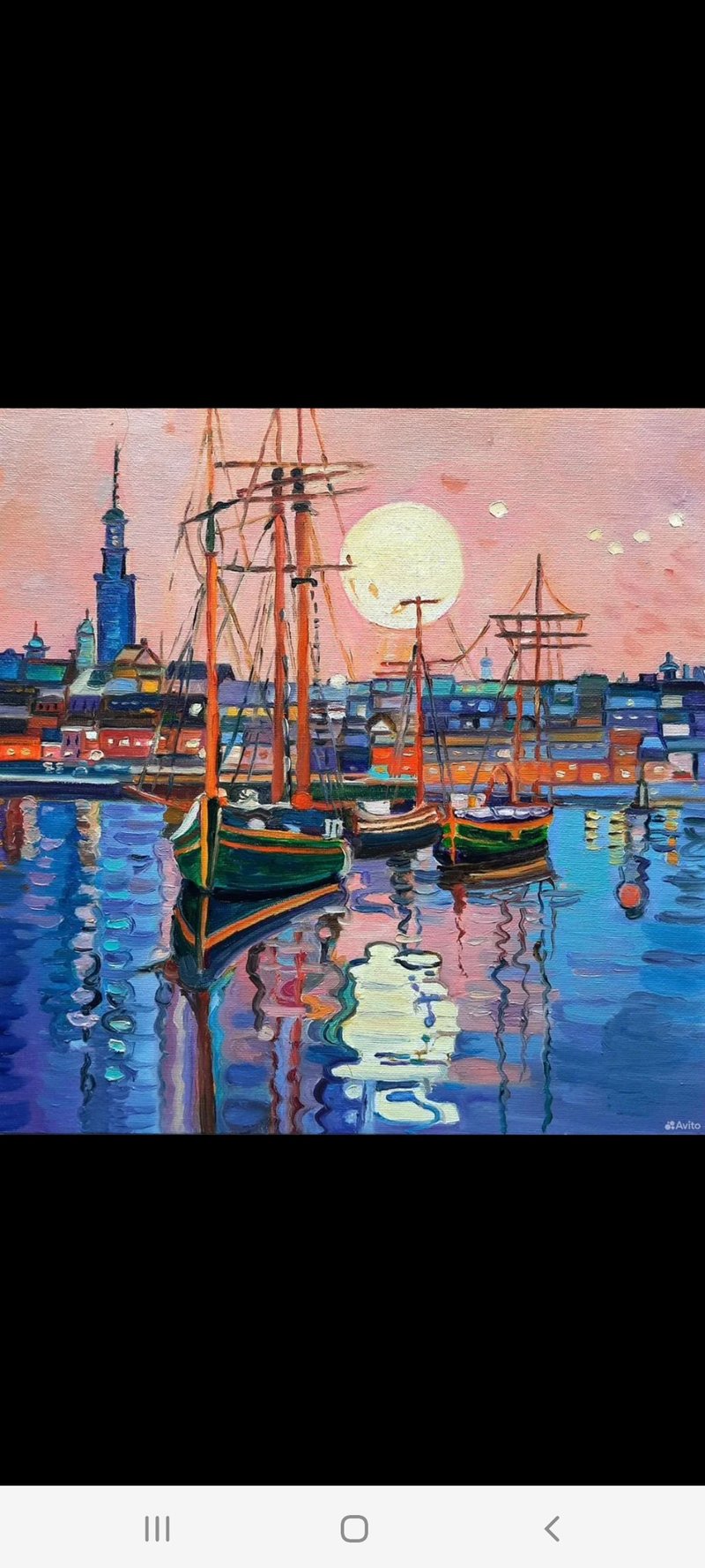 Sailboat  Painting  Original Art  Oil Painting   Oil On Canvas 30by30sm - 壁貼/牆壁裝飾 - 其他材質 藍色