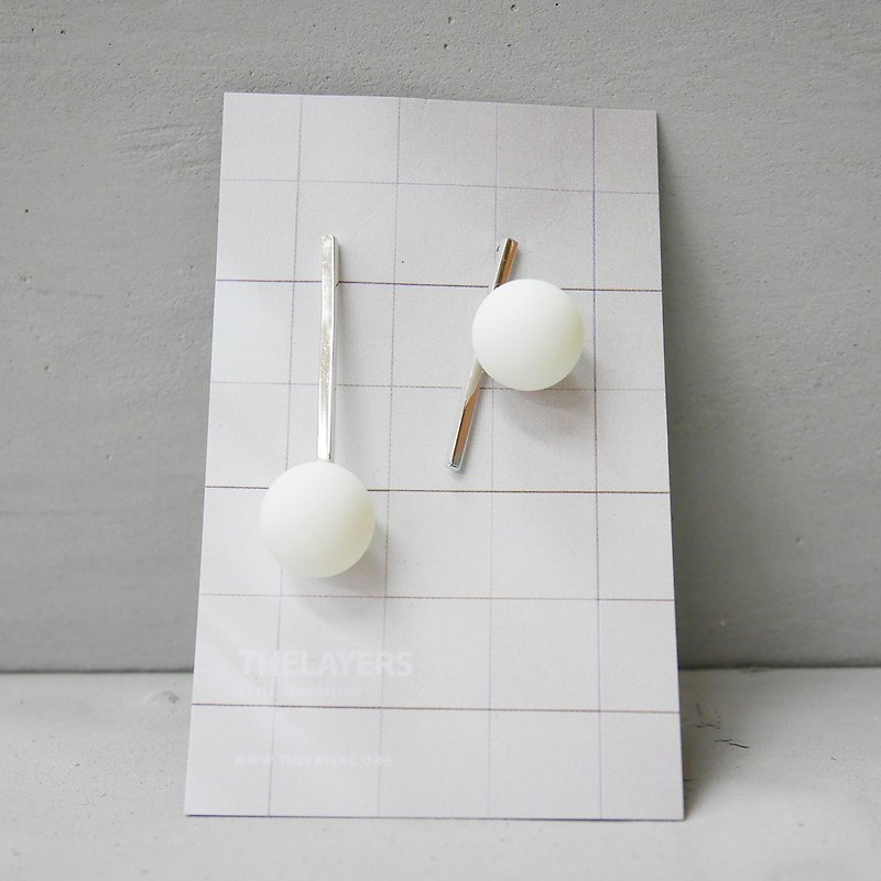 Marshmallow Up and Down Ball Earrings - 003 - ต่างหู - พลาสติก ขาว