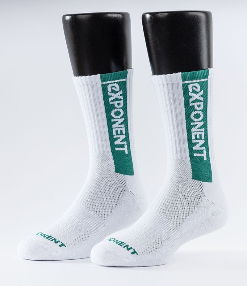 (2 color) eXPONENT Classic Air cushion Socks (Buy 2 get 1 free) - Green - ถุงเท้า - ผ้าฝ้าย/ผ้าลินิน ขาว