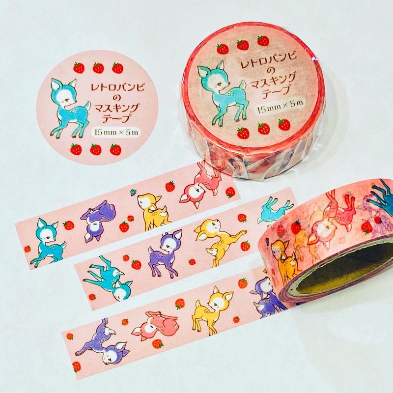 retro bambi masking tape - มาสกิ้งเทป - กระดาษ สึชมพู