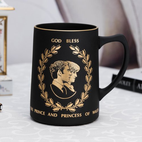 擎上閣裝飾藝術 英國製Wedgwood 皇家收藏1981年結婚限量版玄武岩茶杯咖啡杯