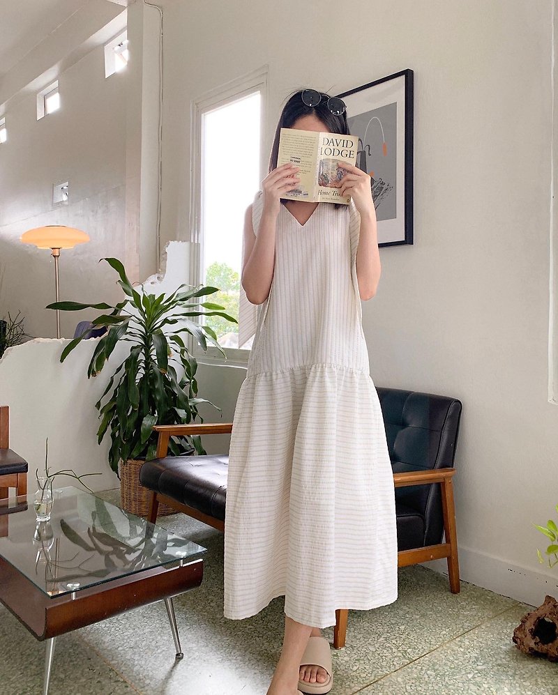 BIRUCHU PUDDING DRESS : Cream Color - 洋裝/連身裙 - 棉．麻 