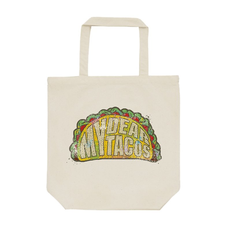 tote bag / My dear the tacos - トート・ハンドバッグ - コットン・麻 カーキ